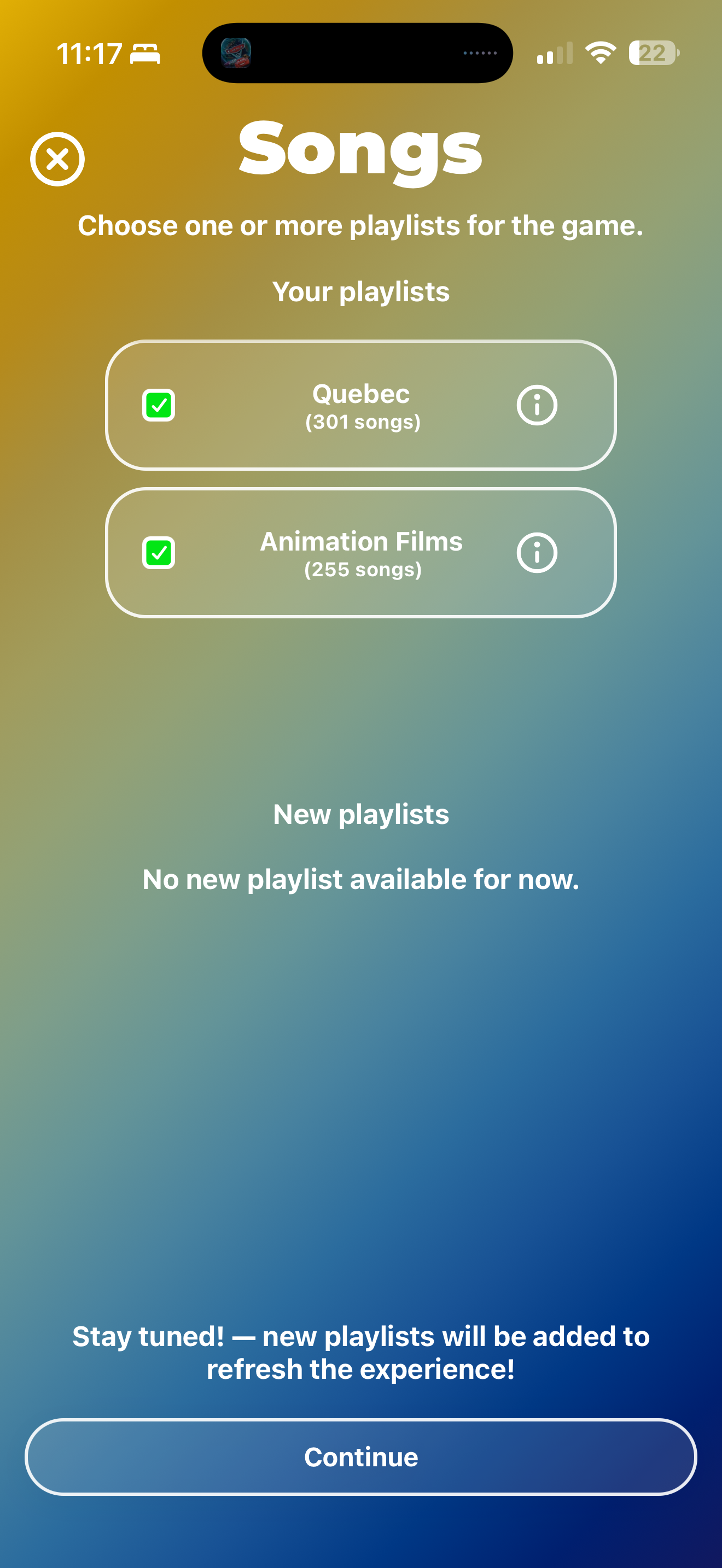 Sélection des playlists